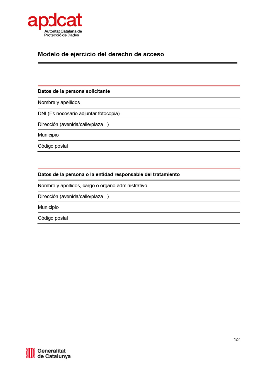 Modelo para ejercer el derecho de acceso 